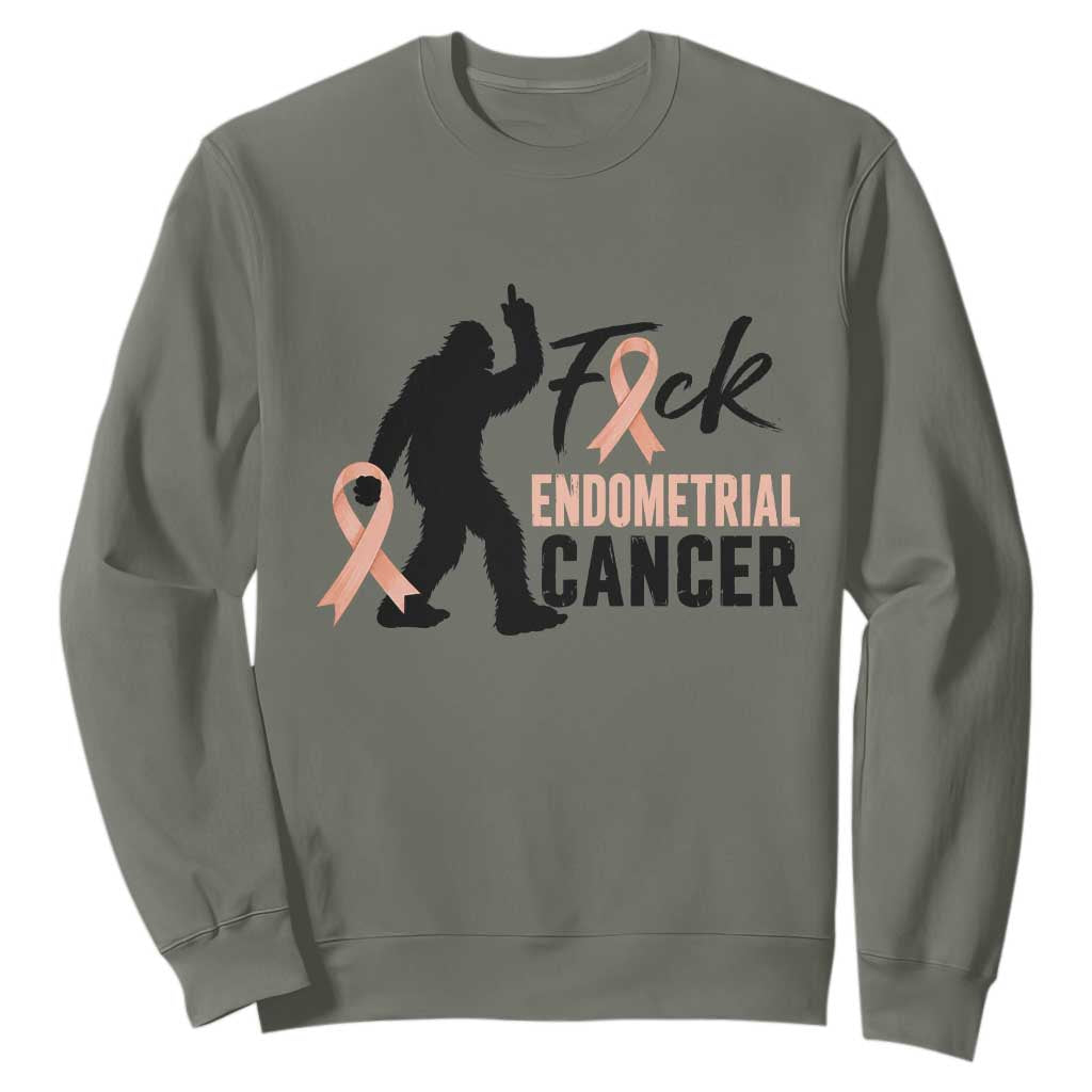 Funny Bigfoot Fuck Endometrial Cancer Awareness Gift Sweatshirt