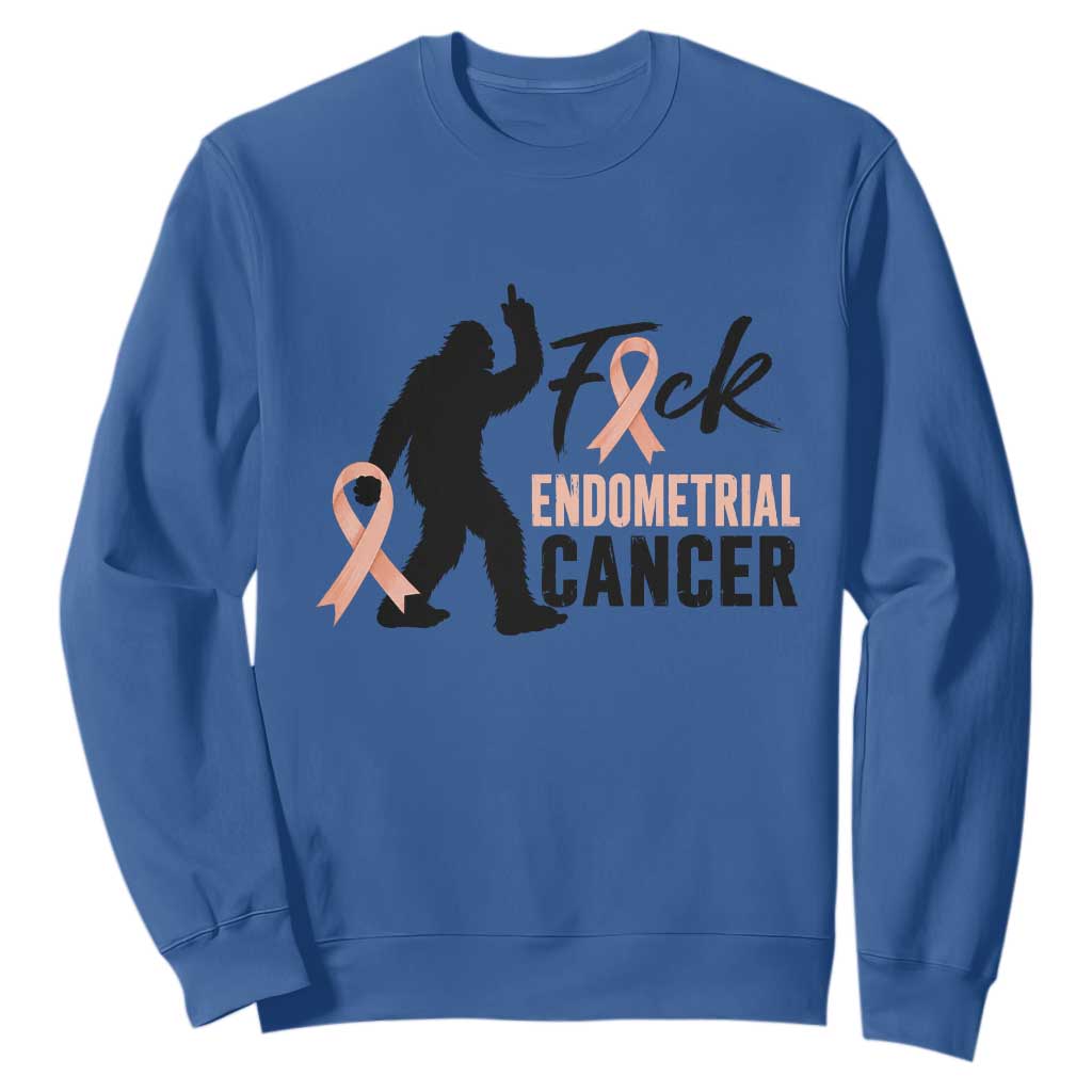 Funny Bigfoot Fuck Endometrial Cancer Awareness Gift Sweatshirt