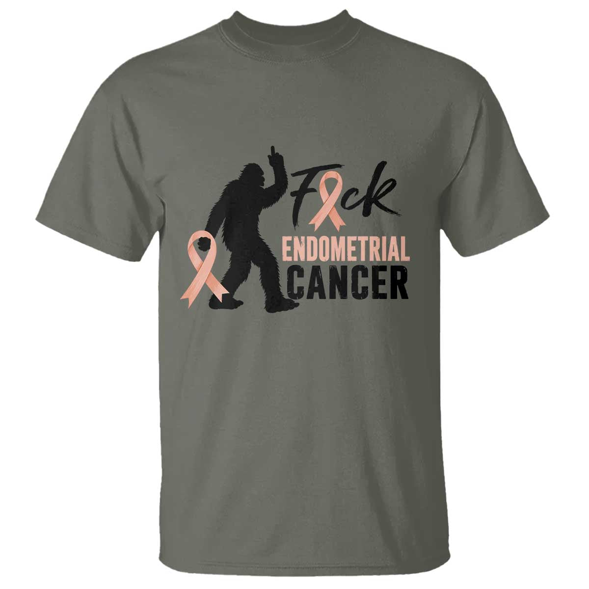 Funny Bigfoot Fuck Endometrial Cancer Awareness Gift T Shirt