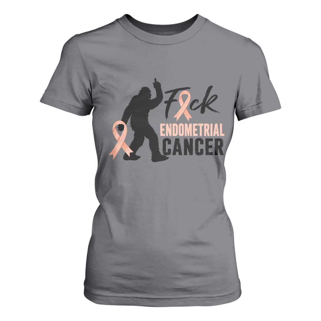 Funny Bigfoot Fuck Endometrial Cancer Awareness Gift T Shirt For Women