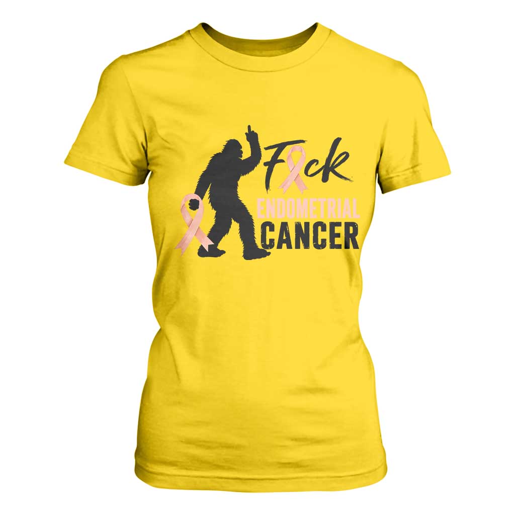 Funny Bigfoot Fuck Endometrial Cancer Awareness Gift T Shirt For Women