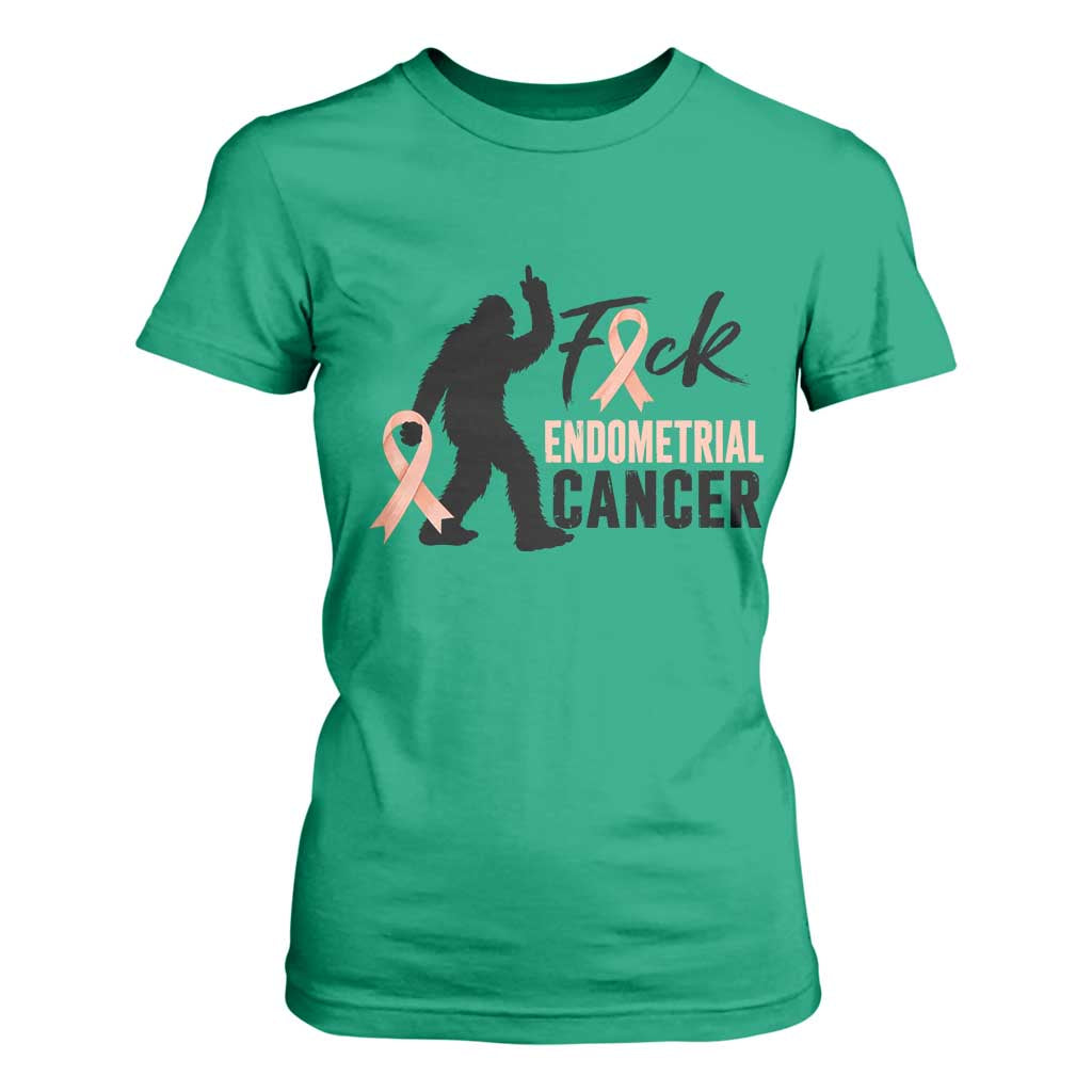 Funny Bigfoot Fuck Endometrial Cancer Awareness Gift T Shirt For Women