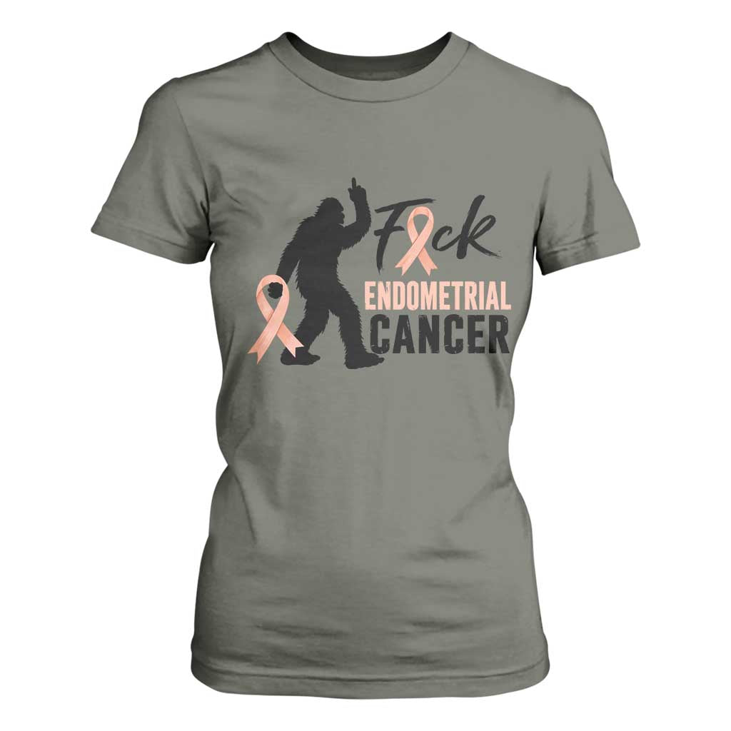 Funny Bigfoot Fuck Endometrial Cancer Awareness Gift T Shirt For Women