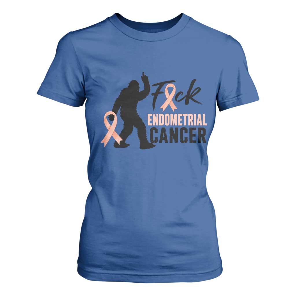 Funny Bigfoot Fuck Endometrial Cancer Awareness Gift T Shirt For Women