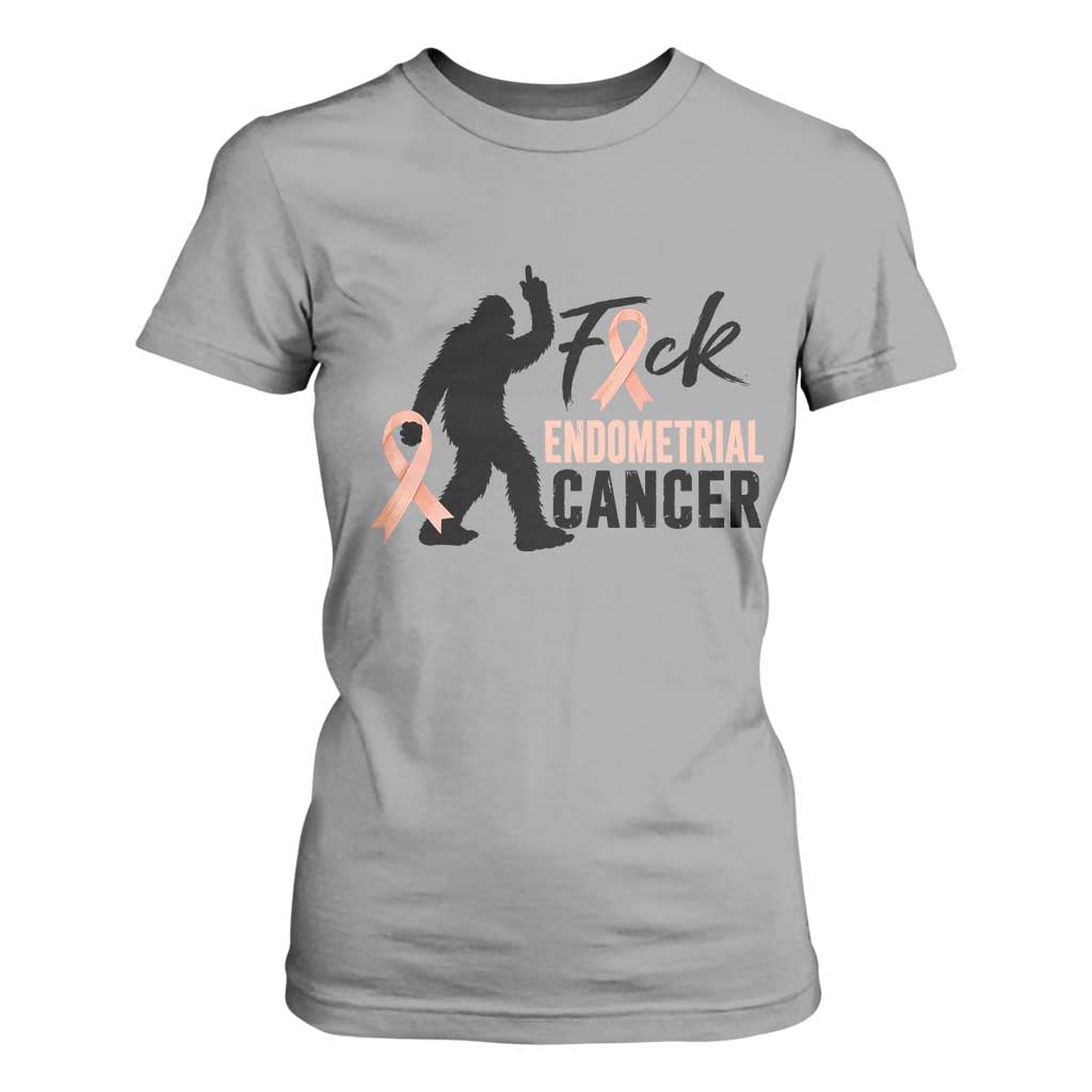 Funny Bigfoot Fuck Endometrial Cancer Awareness Gift T Shirt For Women