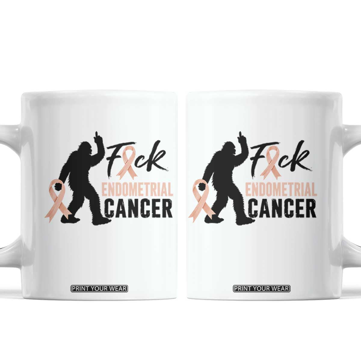 Funny Bigfoot Fuck Endometrial Cancer Awareness Gift Coffee Mug