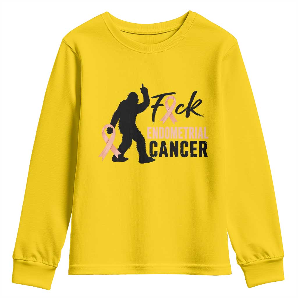 Funny Bigfoot Fuck Endometrial Cancer Awareness Gift Youth Sweatshirt