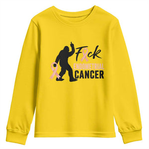 Funny Bigfoot Fuck Endometrial Cancer Awareness Gift Youth Sweatshirt