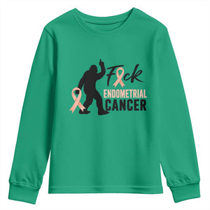 Funny Bigfoot Fuck Endometrial Cancer Awareness Gift Youth Sweatshirt