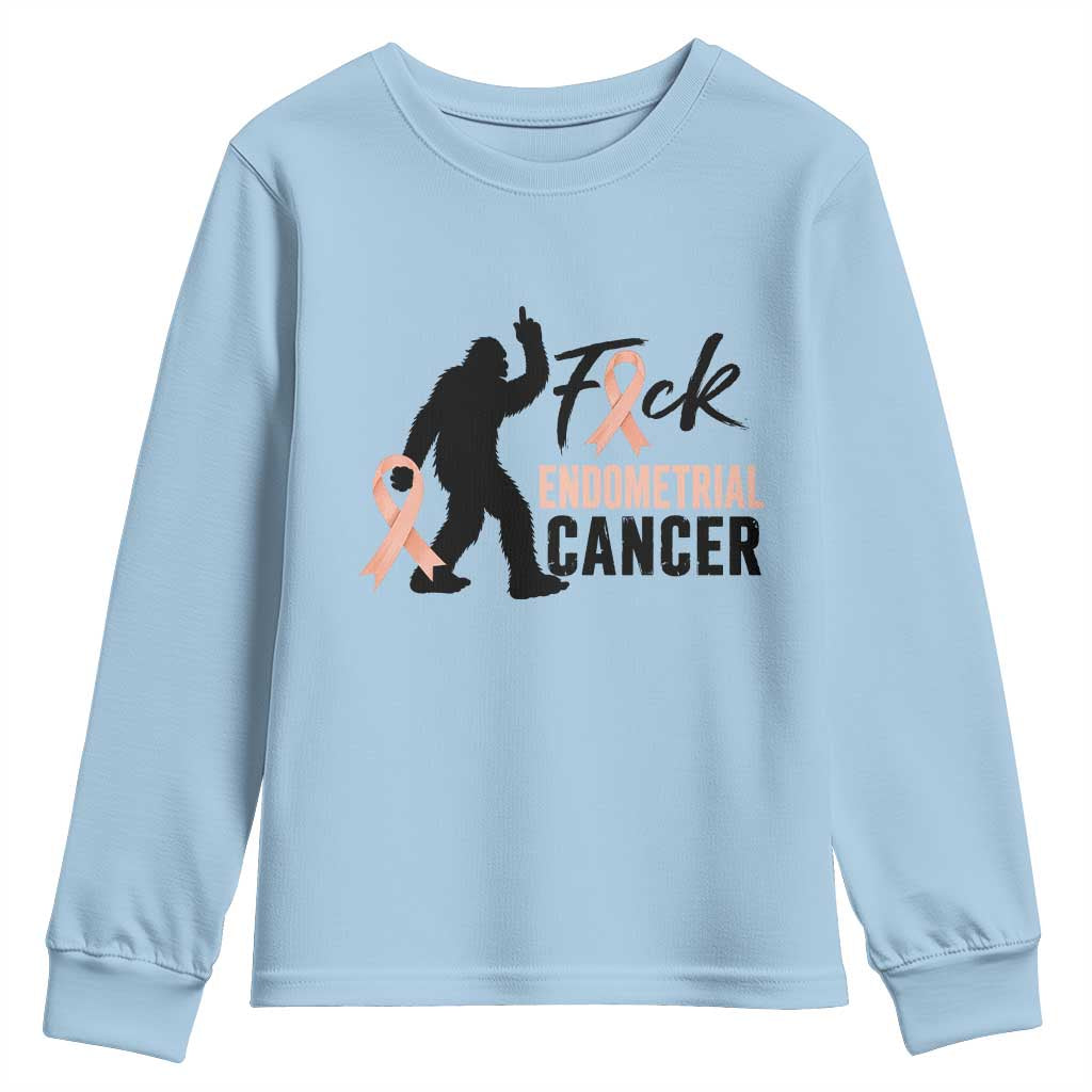 Funny Bigfoot Fuck Endometrial Cancer Awareness Gift Youth Sweatshirt