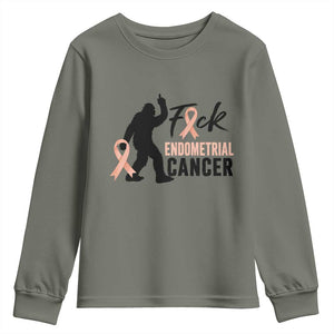 Funny Bigfoot Fuck Endometrial Cancer Awareness Gift Youth Sweatshirt