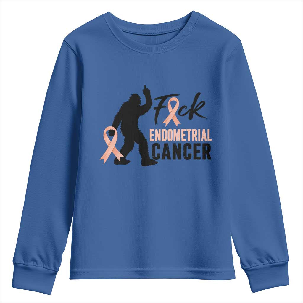 Funny Bigfoot Fuck Endometrial Cancer Awareness Gift Youth Sweatshirt