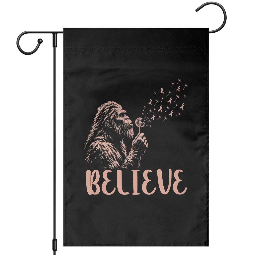 Funny Bigfoot Blowing Dandelion Flower Graphic Garden Flag Believe Endometrial Cancer Awareness