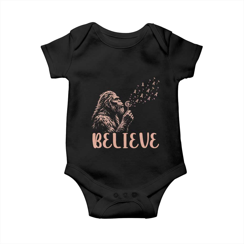 Funny Bigfoot Blowing Dandelion Flower Graphic Baby Onesie Believe Endometrial Cancer Awareness TS12 Black Print Your Wear
