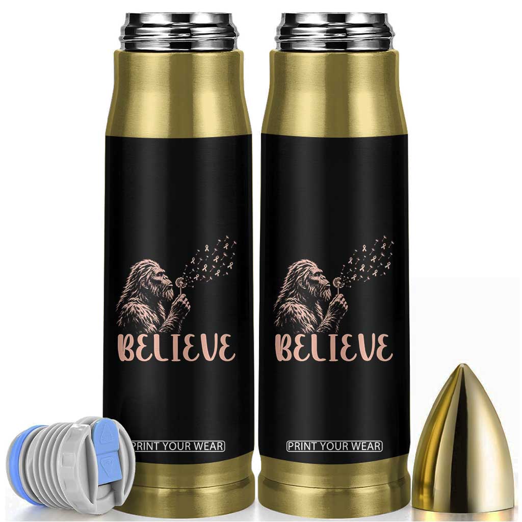 Funny Bigfoot Blowing Dandelion Flower Graphic Bullet Tumbler Believe Endometrial Cancer Awareness