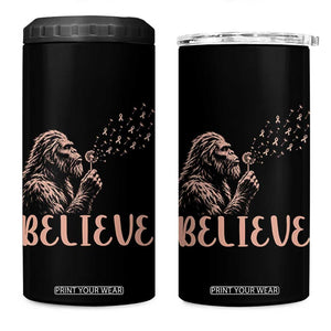 Funny Bigfoot Blowing Dandelion Flower Graphic 4 in 1 Can Cooler Tumbler Believe Endometrial Cancer Awareness