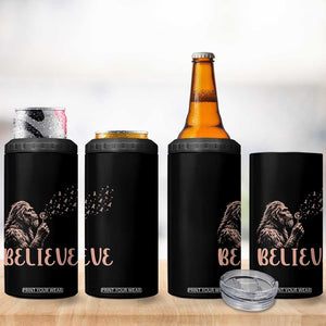 Funny Bigfoot Blowing Dandelion Flower Graphic 4 in 1 Can Cooler Tumbler Believe Endometrial Cancer Awareness