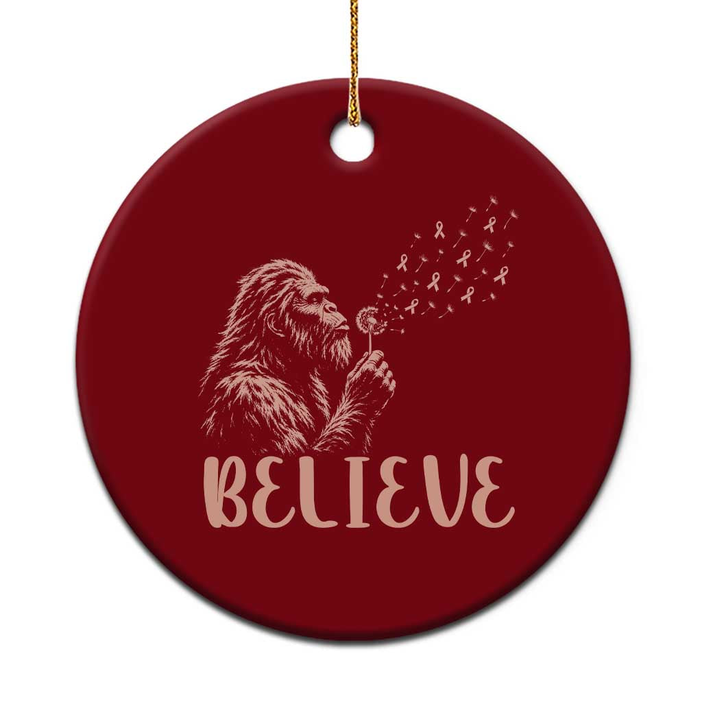 Funny Bigfoot Blowing Dandelion Flower Graphic Ceramic Ornament Believe Endometrial Cancer Awareness