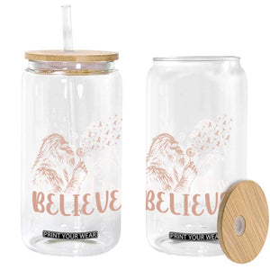 Funny Bigfoot Blowing Dandelion Flower Graphic Glass Can Believe Endometrial Cancer Awareness