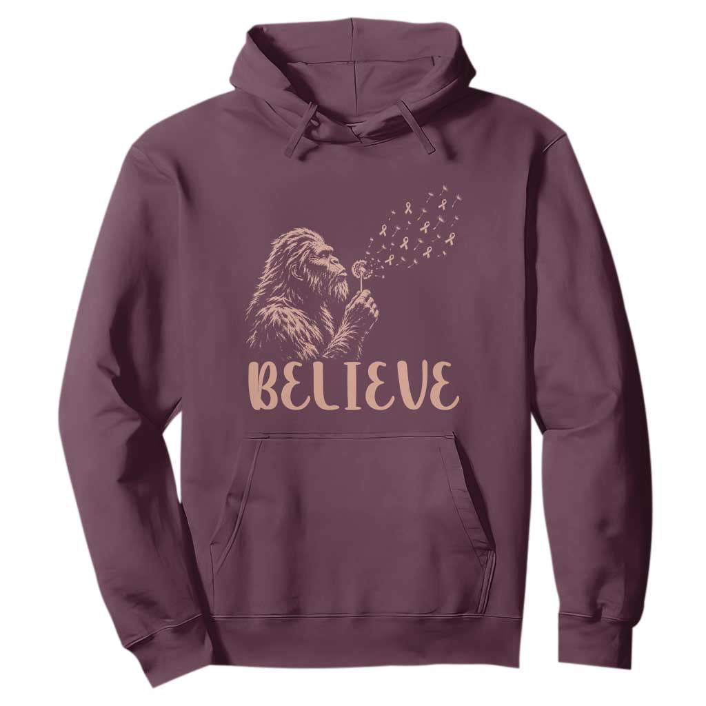 Funny Bigfoot Blowing Dandelion Flower Graphic Hoodie Believe Endometrial Cancer Awareness