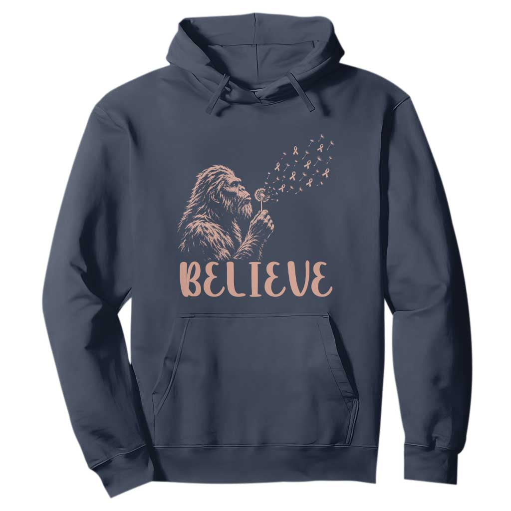 Funny Bigfoot Blowing Dandelion Flower Graphic Hoodie Believe Endometrial Cancer Awareness