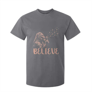 Funny Bigfoot Blowing Dandelion Flower Graphic T Shirt For Kid Believe Endometrial Cancer Awareness