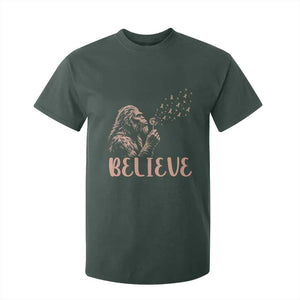 Funny Bigfoot Blowing Dandelion Flower Graphic T Shirt For Kid Believe Endometrial Cancer Awareness