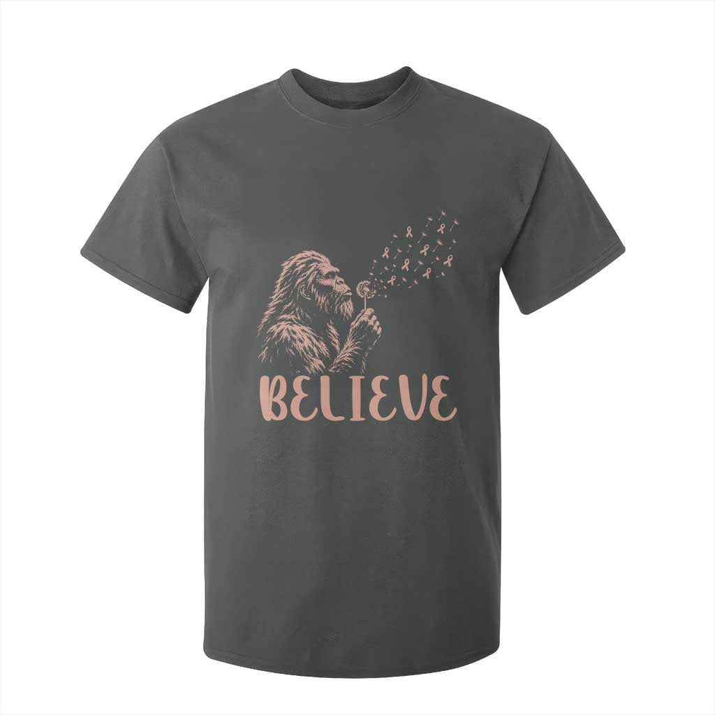Funny Bigfoot Blowing Dandelion Flower Graphic T Shirt For Kid Believe Endometrial Cancer Awareness