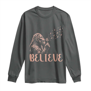 Funny Bigfoot Blowing Dandelion Flower Graphic Long Sleeve Shirt Believe Endometrial Cancer Awareness