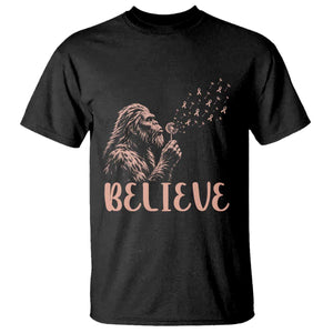 Funny Bigfoot Blowing Dandelion Flower Graphic T Shirt Believe Endometrial Cancer Awareness
