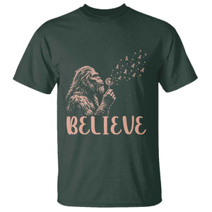 Funny Bigfoot Blowing Dandelion Flower Graphic T Shirt Believe Endometrial Cancer Awareness