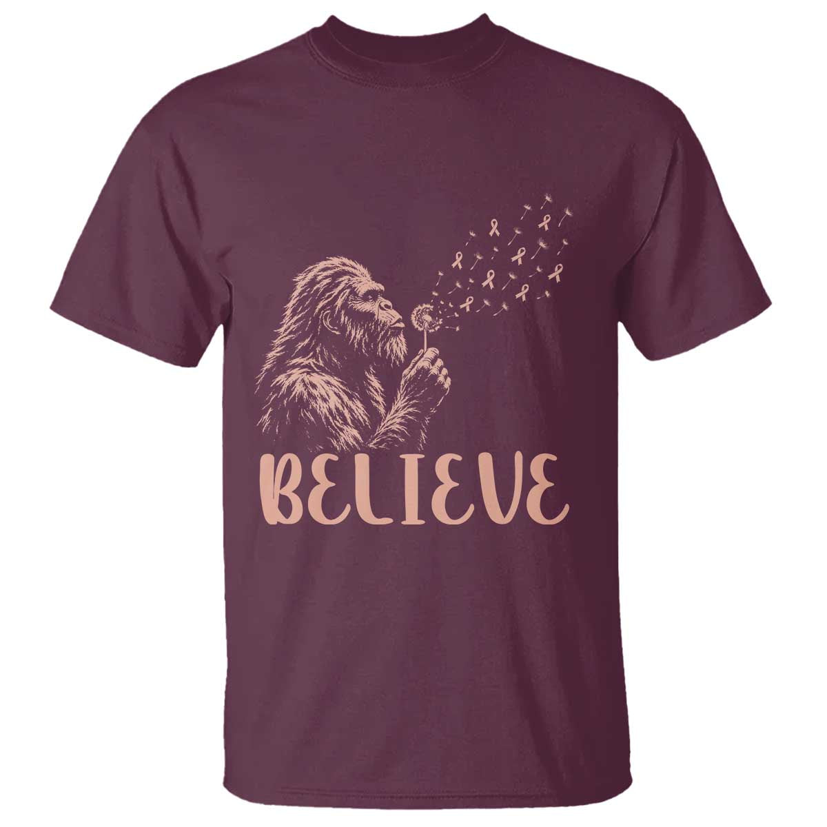 Funny Bigfoot Blowing Dandelion Flower Graphic T Shirt Believe Endometrial Cancer Awareness