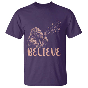 Funny Bigfoot Blowing Dandelion Flower Graphic T Shirt Believe Endometrial Cancer Awareness