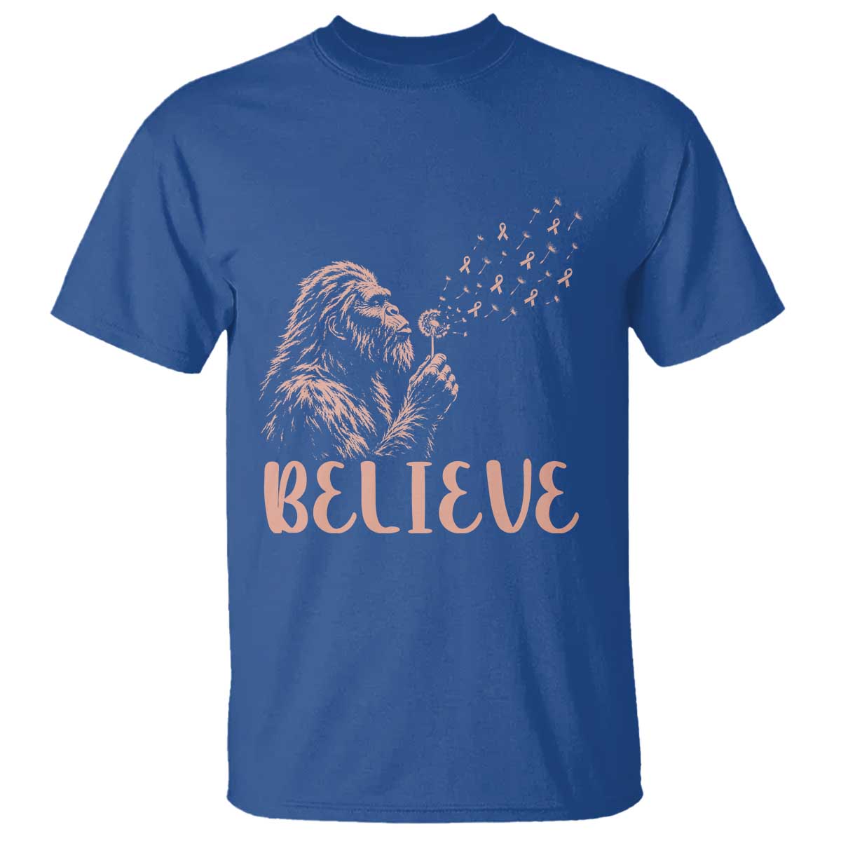 Funny Bigfoot Blowing Dandelion Flower Graphic T Shirt Believe Endometrial Cancer Awareness