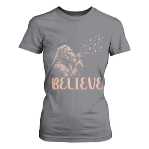 Funny Bigfoot Blowing Dandelion Flower Graphic T Shirt For Women Believe Endometrial Cancer Awareness