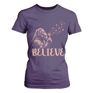 Funny Bigfoot Blowing Dandelion Flower Graphic T Shirt For Women Believe Endometrial Cancer Awareness