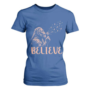 Funny Bigfoot Blowing Dandelion Flower Graphic T Shirt For Women Believe Endometrial Cancer Awareness