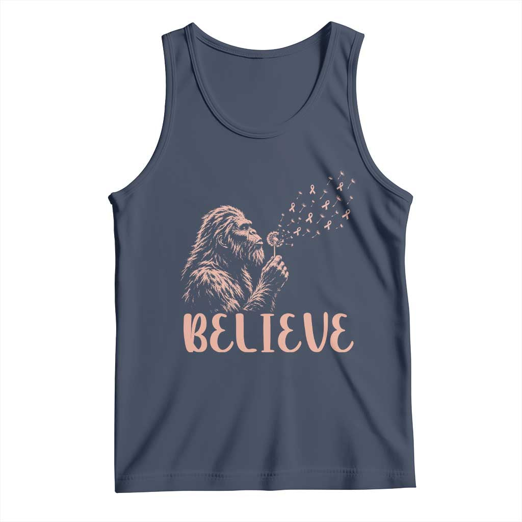 Funny Bigfoot Blowing Dandelion Flower Graphic Tank Top Believe Endometrial Cancer Awareness