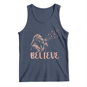Funny Bigfoot Blowing Dandelion Flower Graphic Tank Top Believe Endometrial Cancer Awareness