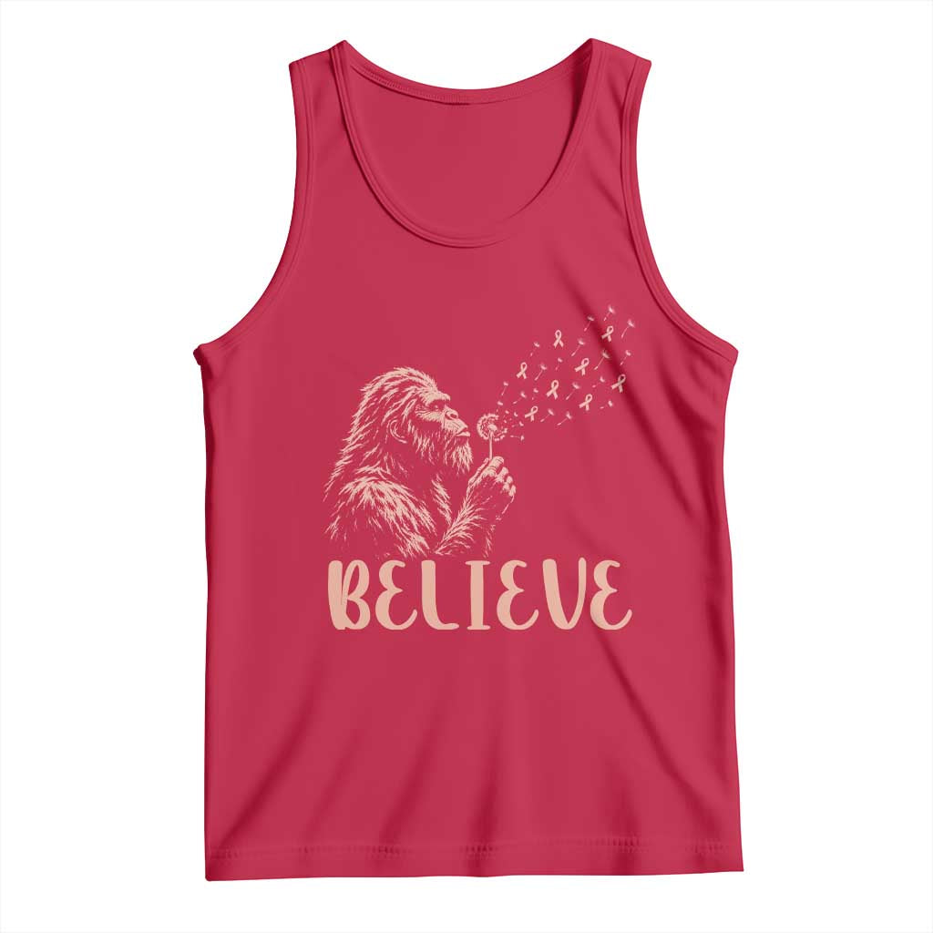 Funny Bigfoot Blowing Dandelion Flower Graphic Tank Top Believe Endometrial Cancer Awareness