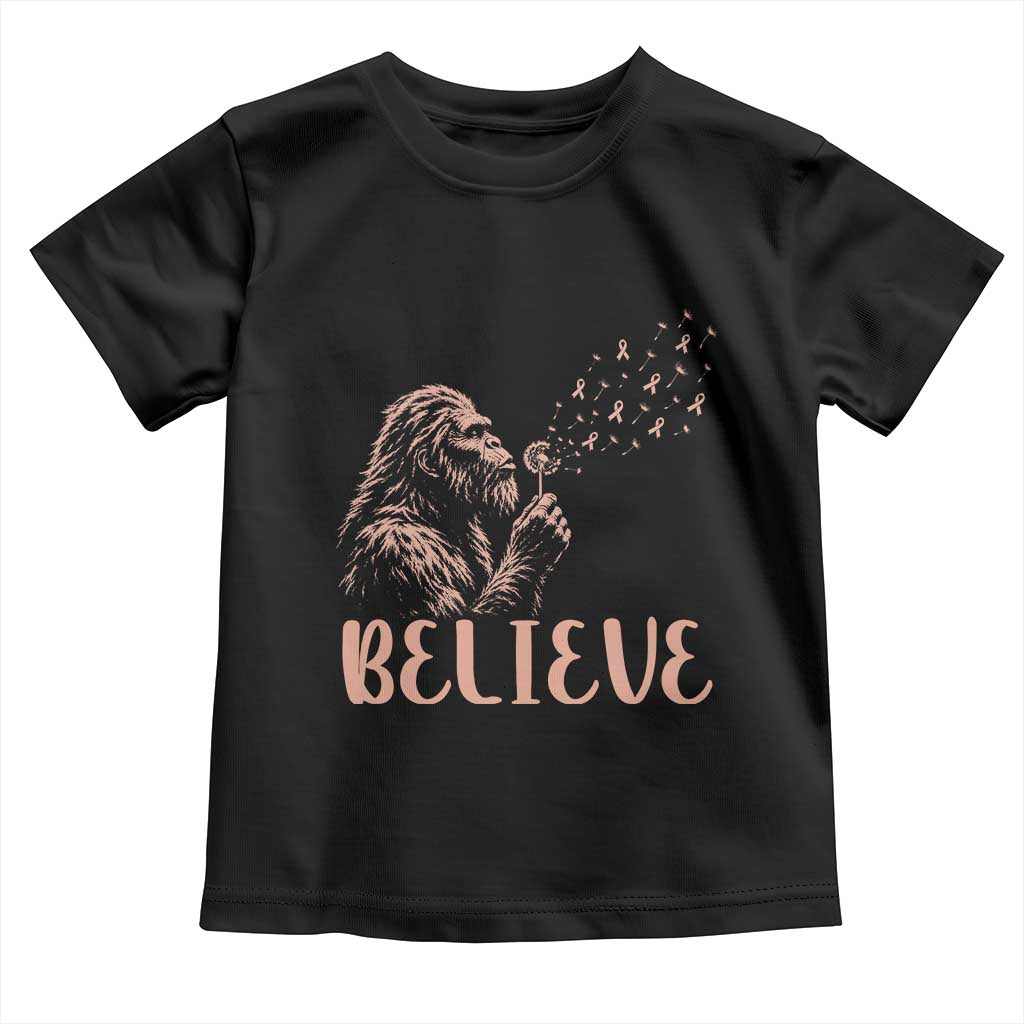 Funny Bigfoot Blowing Dandelion Flower Graphic Toddler T Shirt Believe Endometrial Cancer Awareness