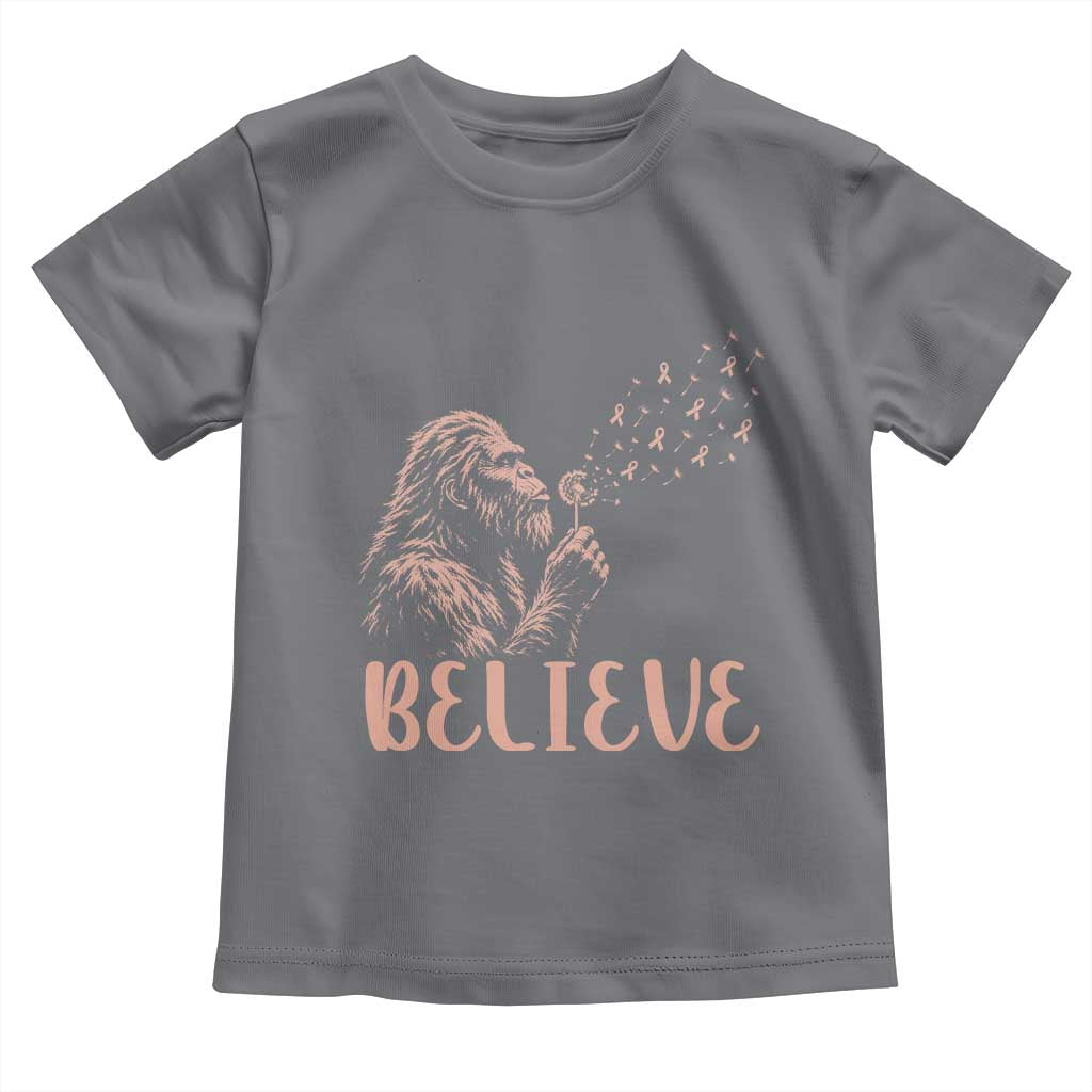 Funny Bigfoot Blowing Dandelion Flower Graphic Toddler T Shirt Believe Endometrial Cancer Awareness
