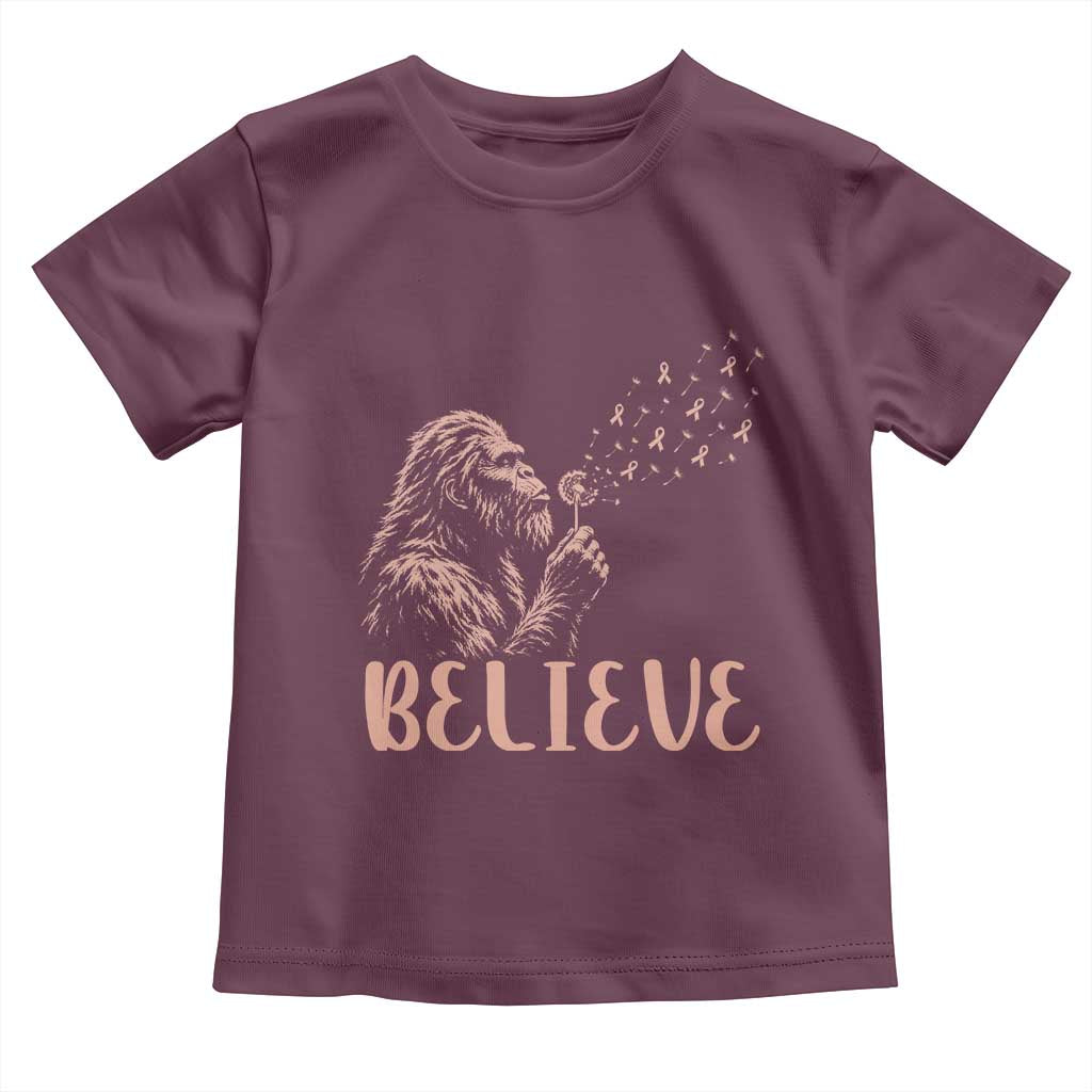 Funny Bigfoot Blowing Dandelion Flower Graphic Toddler T Shirt Believe Endometrial Cancer Awareness