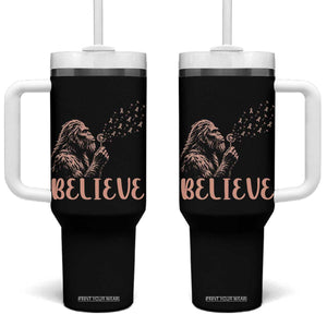 Funny Bigfoot Blowing Dandelion Flower Graphic Tumbler With Handle Believe Endometrial Cancer Awareness