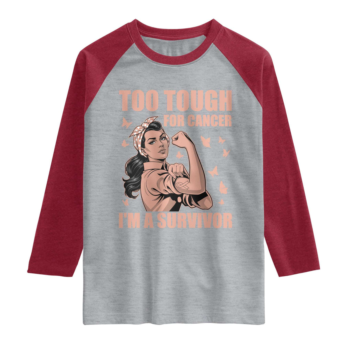 Endometrial Cancer Warrior Raglan Shirt Too Tough For Cancer Im A Survivor