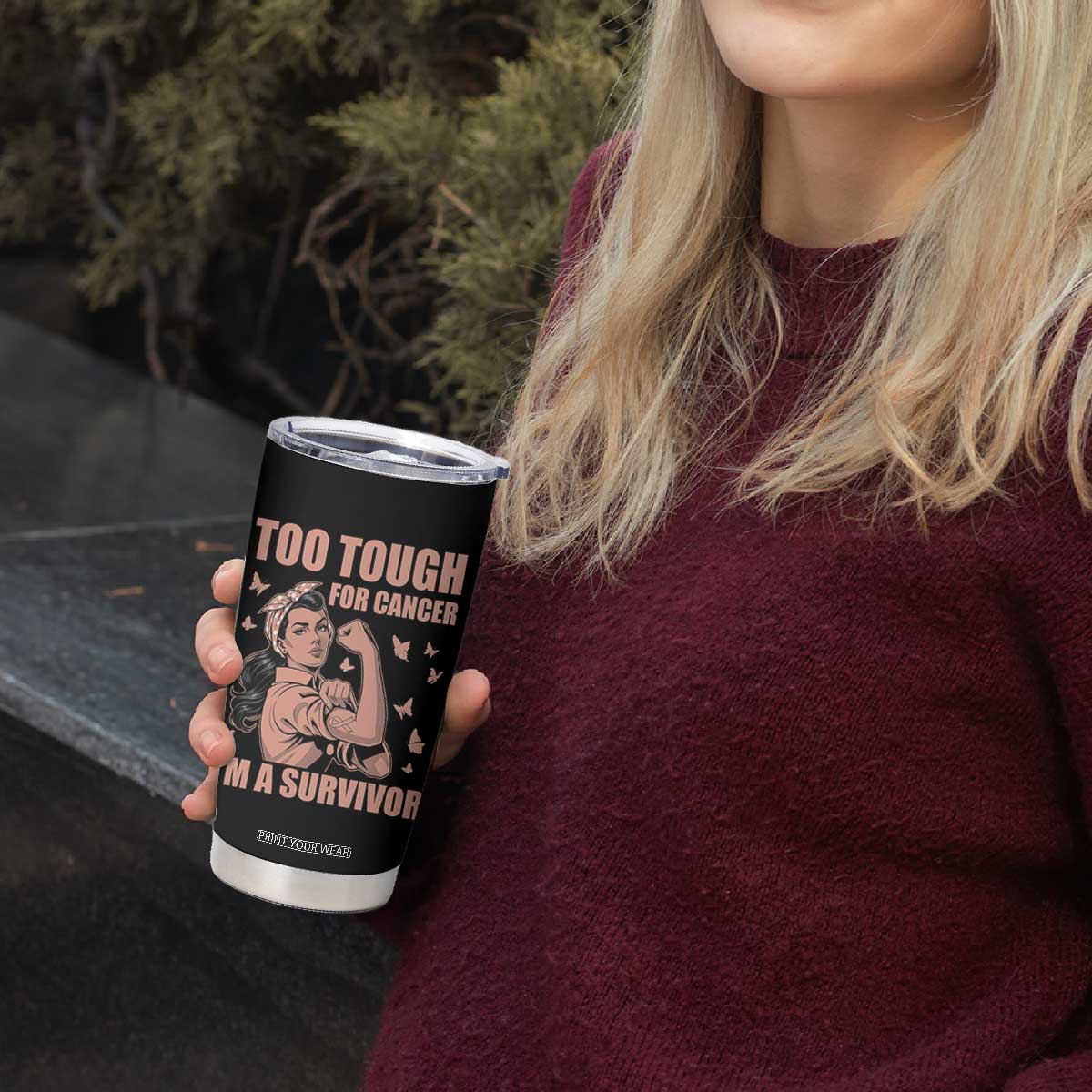 Endometrial Cancer Warrior Tumbler Cup Too Tough For Cancer Im A Survivor