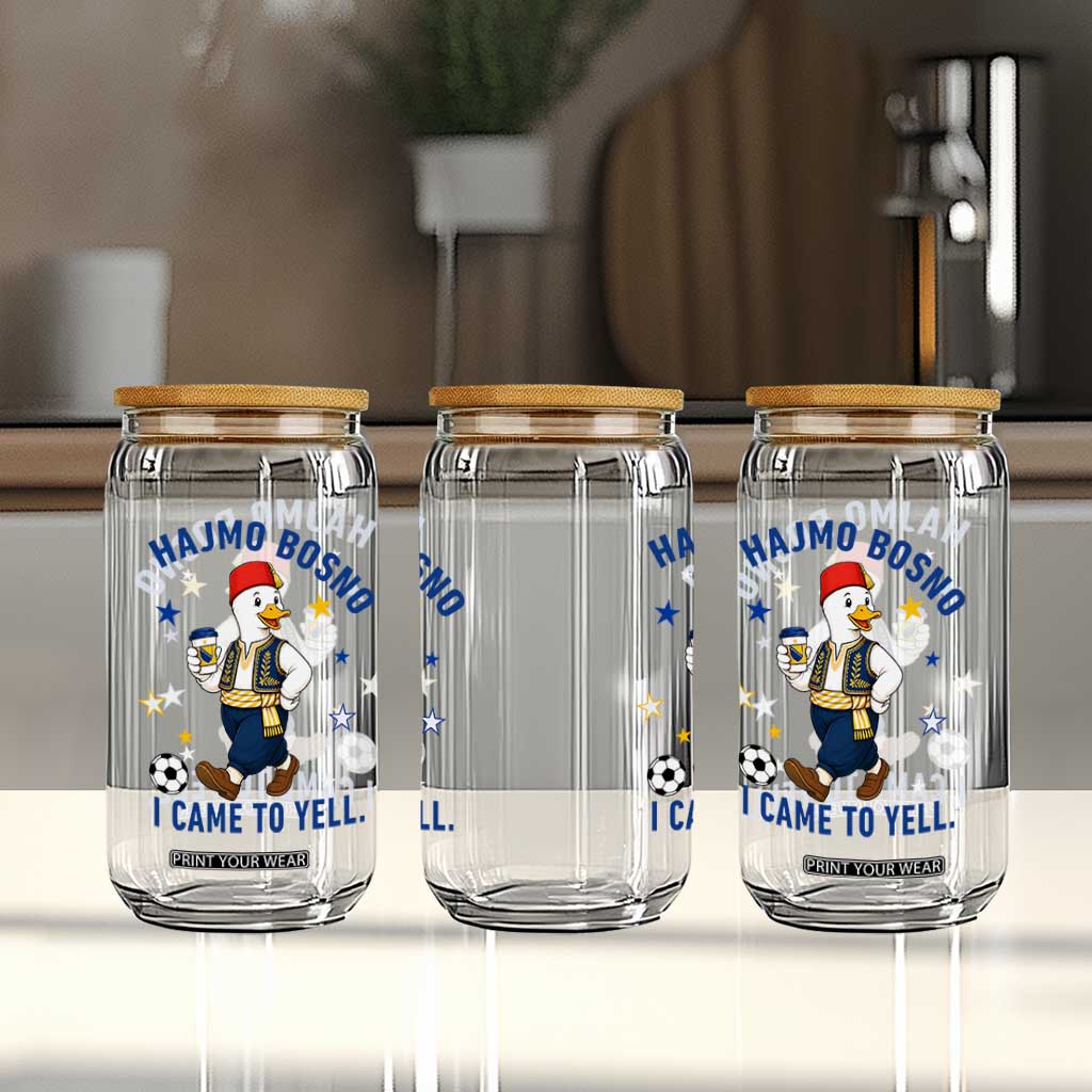 Hajmo Bosno I Came To Yell Glass Can Funny Bosnia Goose Game Day Gift