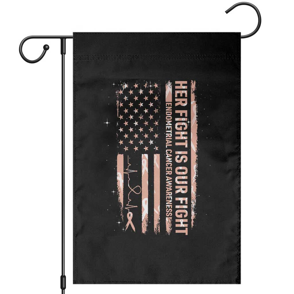 Patriotic Endometrial Cancer Awareness Garden Flag Her Fight Our Fight TS12 Black Print Your Wear