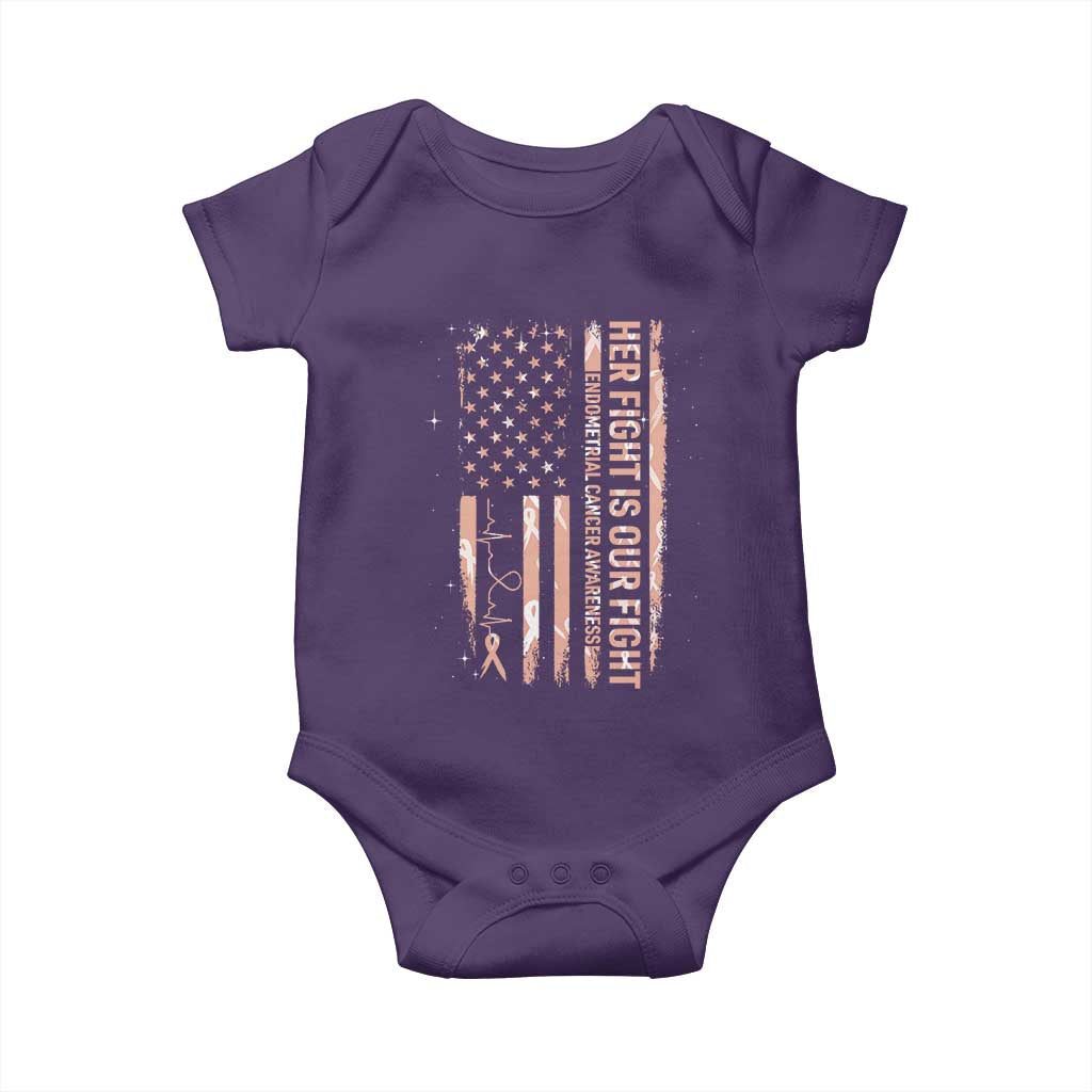 Patriotic Endometrial Cancer Awareness Baby Onesie Her Fight Our Fight