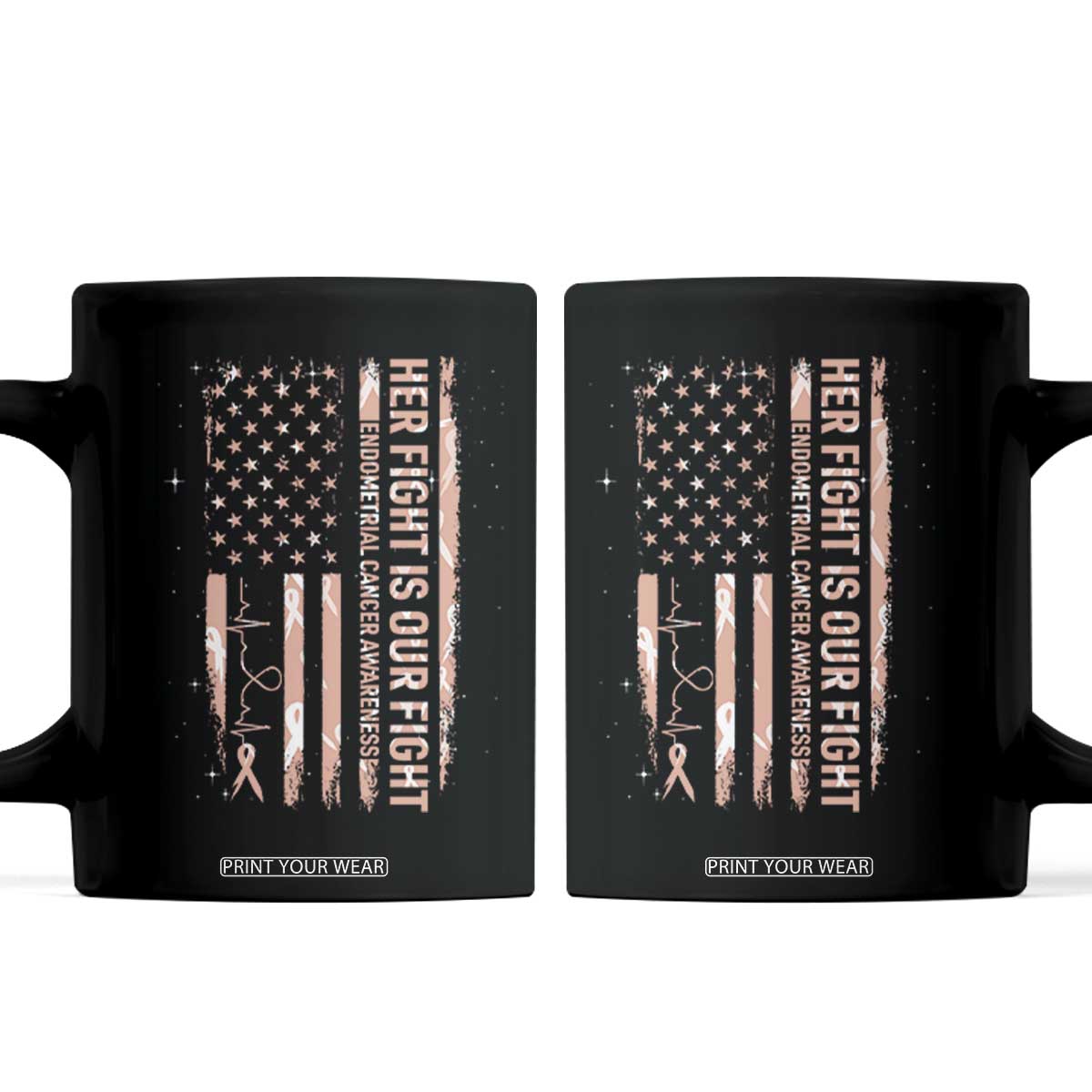 Patriotic Endometrial Cancer Awareness Coffee Mug Her Fight Our Fight